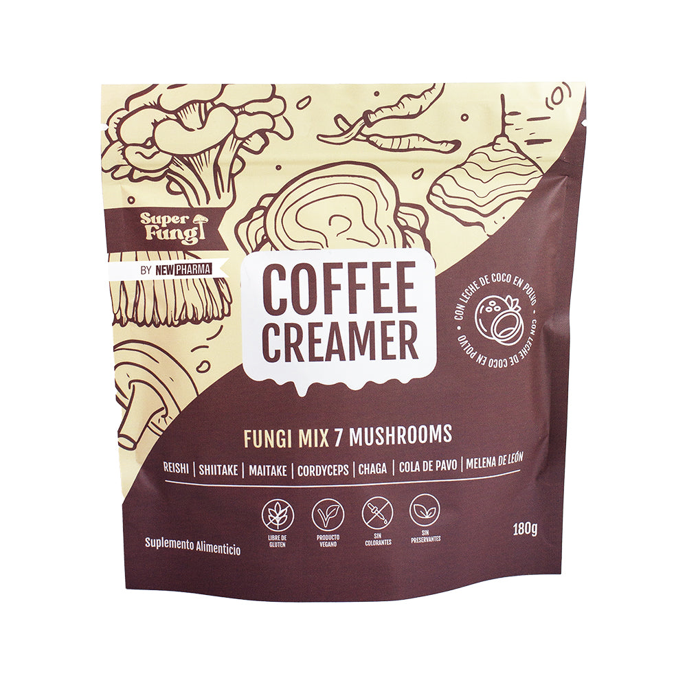 Coffee Creamer Mix de 7 Hongos con Leche de Coco + Batidor de REGALO!
