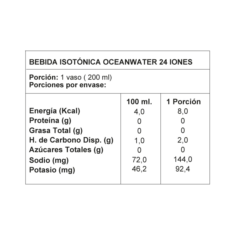Bebida Isotónica Ocean Water con 24 Iones - Arándano Maqui 600 ml