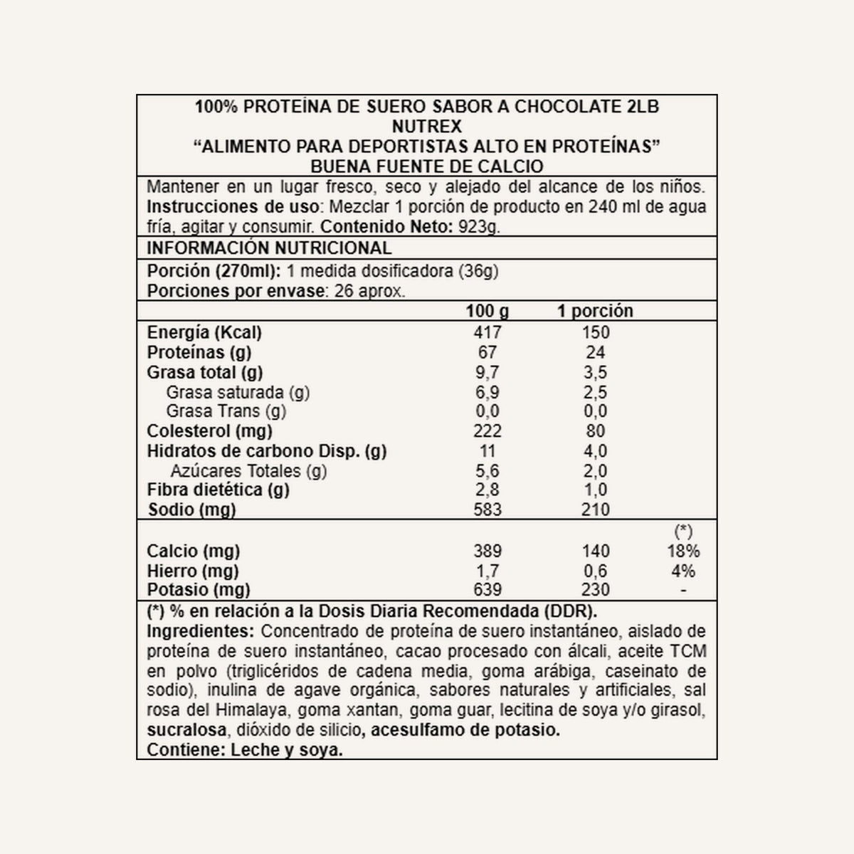100% Whey Nutrex 907 g · Chocolate