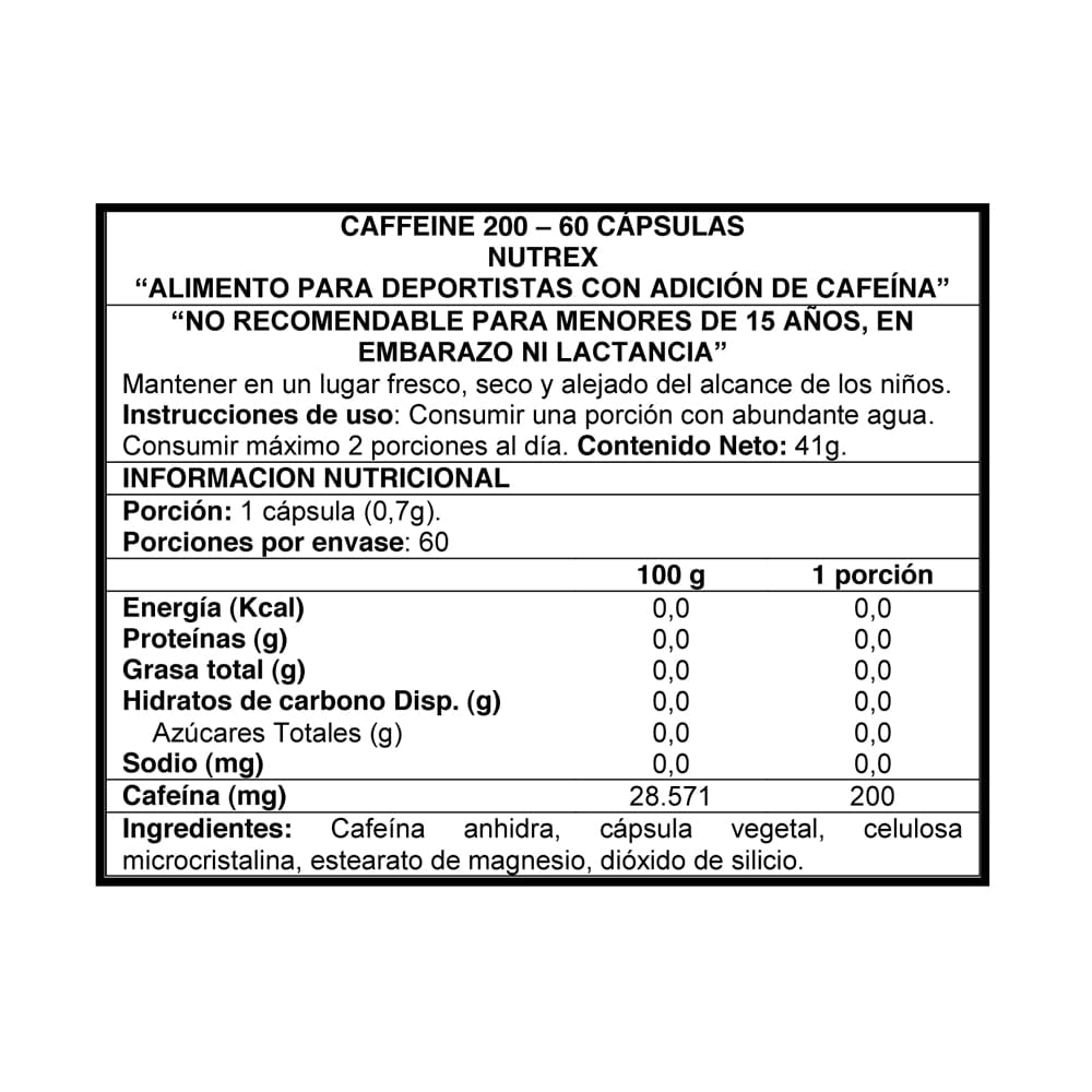Caffeine 200 Nutrex – Energia Pura y Precision Mental
