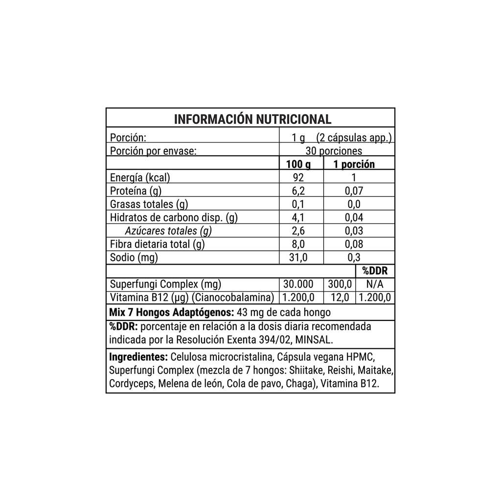 Fungi Complex Mix 7 Hongos - 60 Capsulas - Veganas
