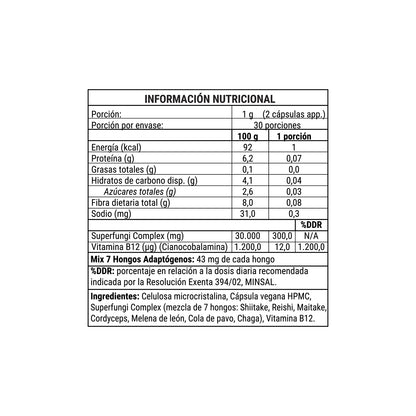 Fungi Complex Mix 7 Hongos - 60 Capsulas - Veganas