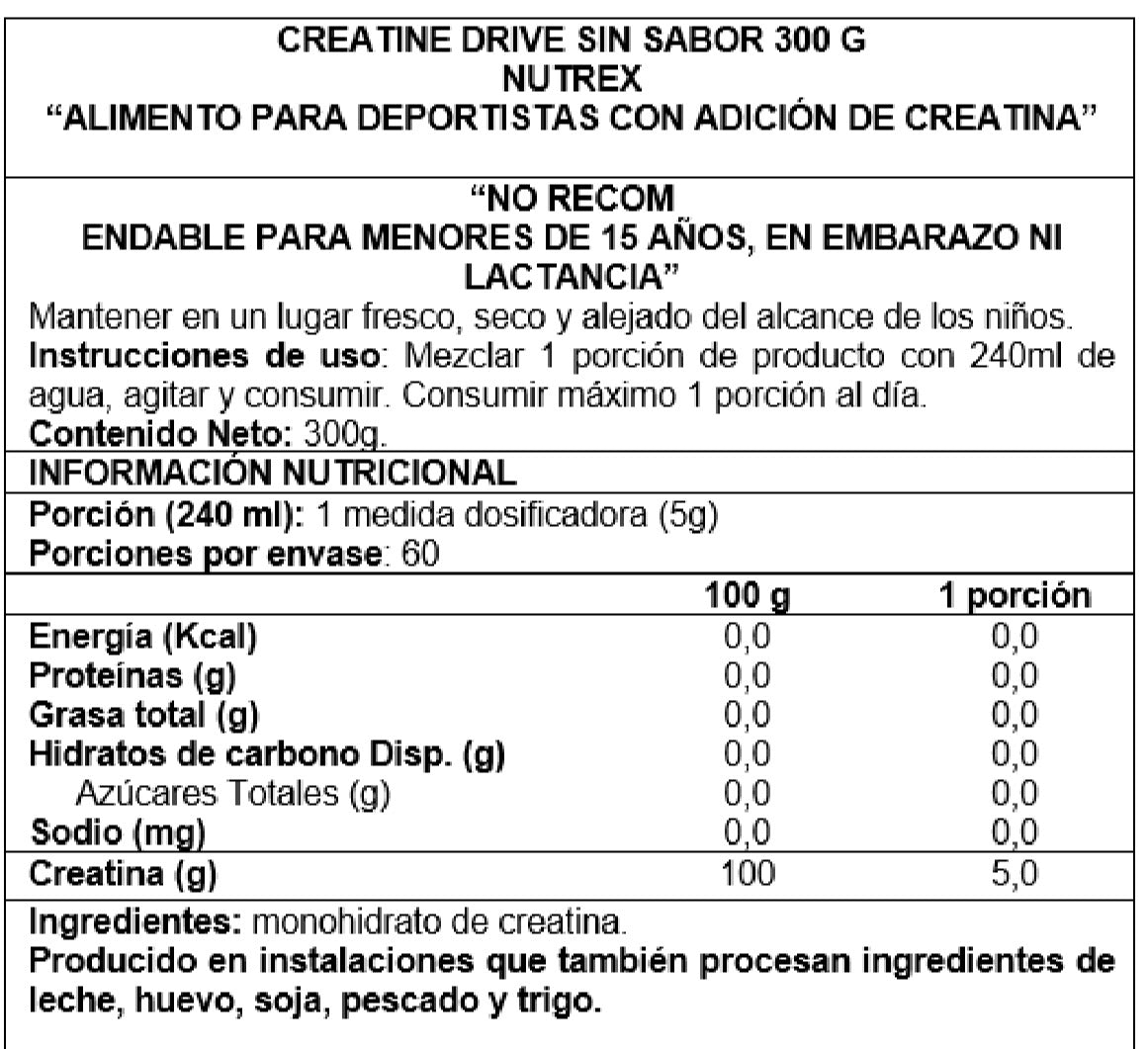 Creatina Monohidratada 300 g · 60 porciones