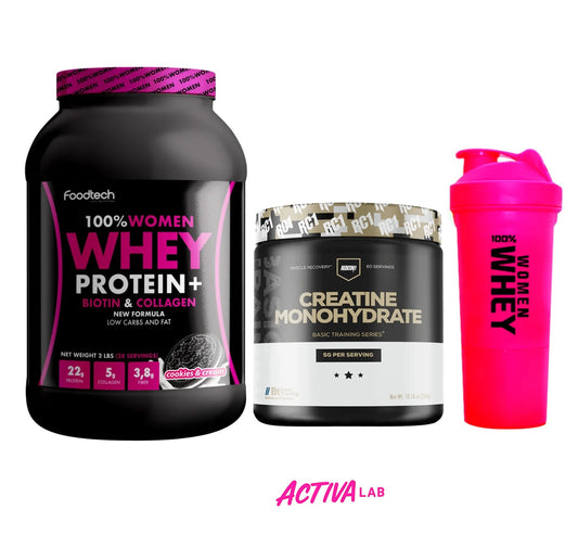 Pack Woman Power - Whey Protein + Creatina + Shaker de Regalo!