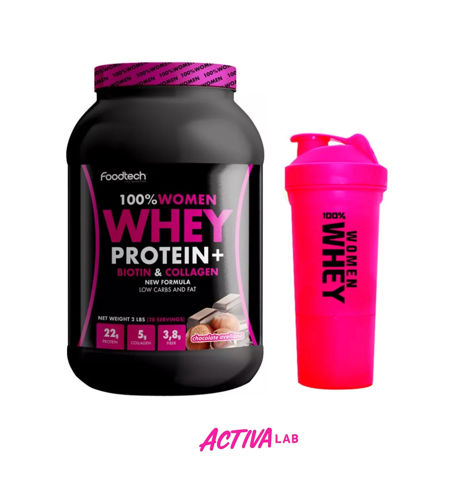 100% Women Whey Protein + Biotina + Colágeno + Fibra con Shaker de Regalo