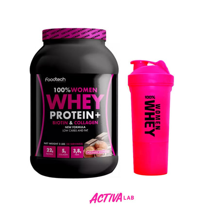 100% Women Whey Protein + Biotina + Colágeno + Fibra con Shaker de Regalo