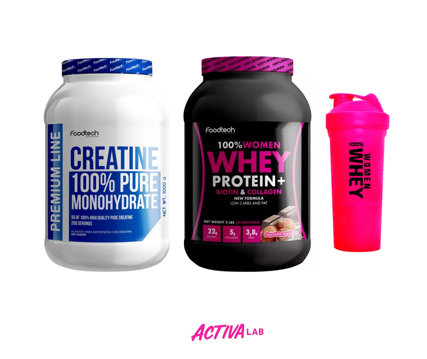Pack Woman Power - Whey Protein 1 Kg + Creatina 1Kg + Shaker de Regalo!