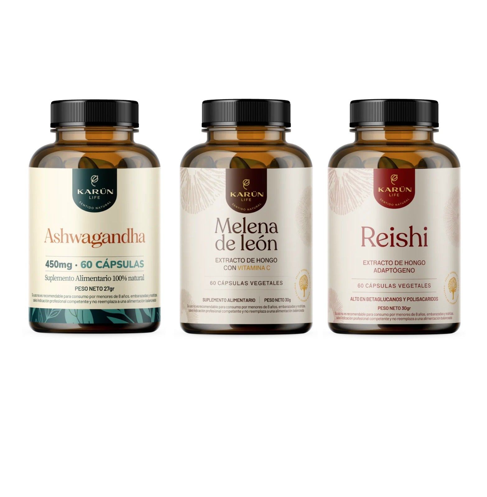 🌿 Triple Pack Equilibrio Total – Ashwagandha + Melena de Leon + Reishi 🧠