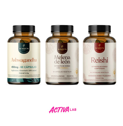🌿 Pack Equilibrio Total – Ashwagandha + Melena de Leon + Reishi 🧠