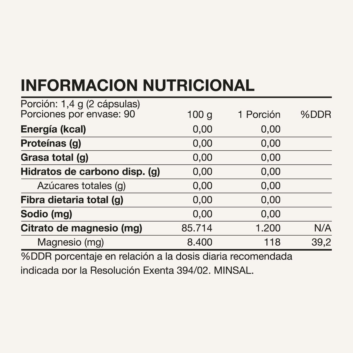 Citrato de Magnesio Foodtech · 180 cápsulas
