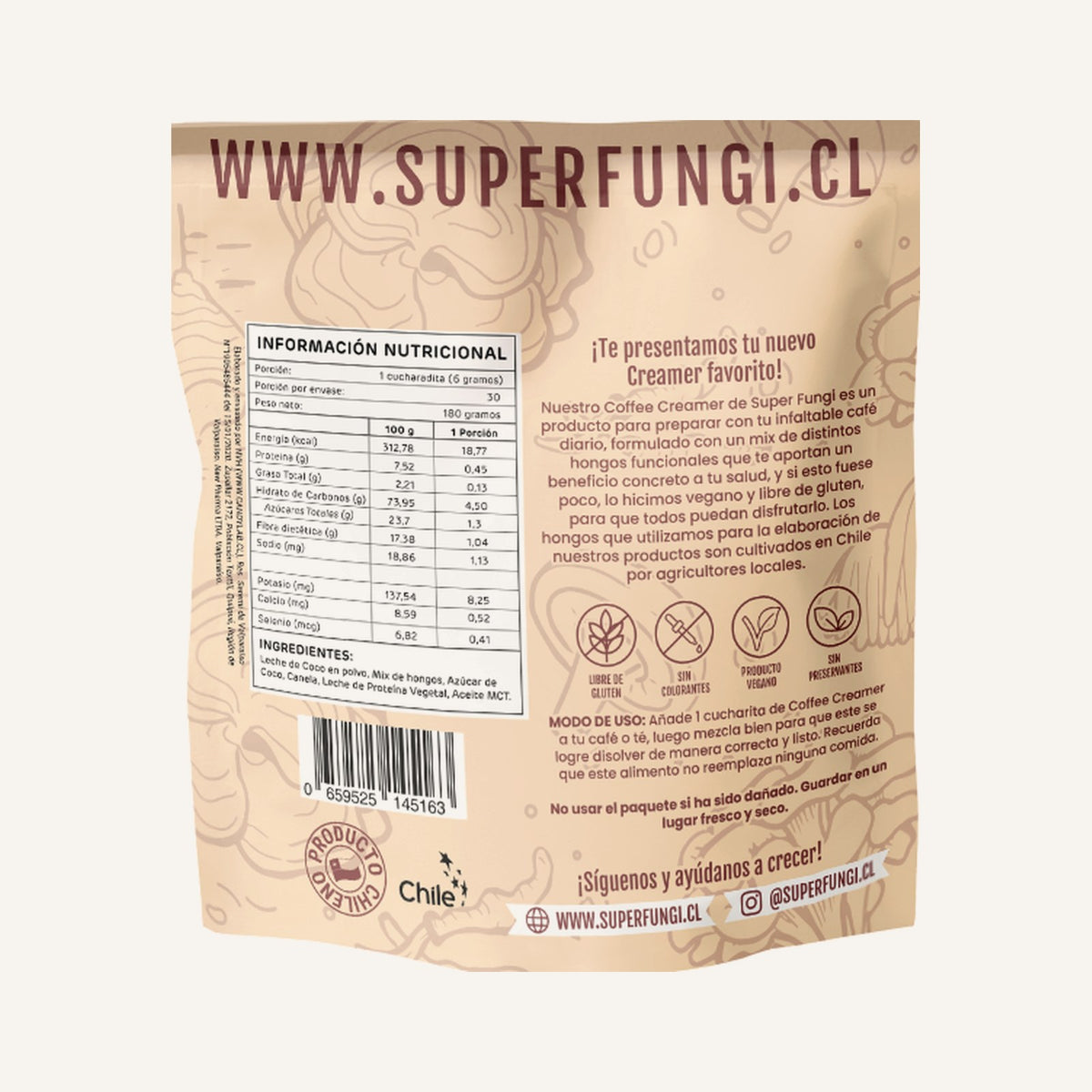 Coffee Creamer de 7 hongos con leche de coco + batidor de regalo