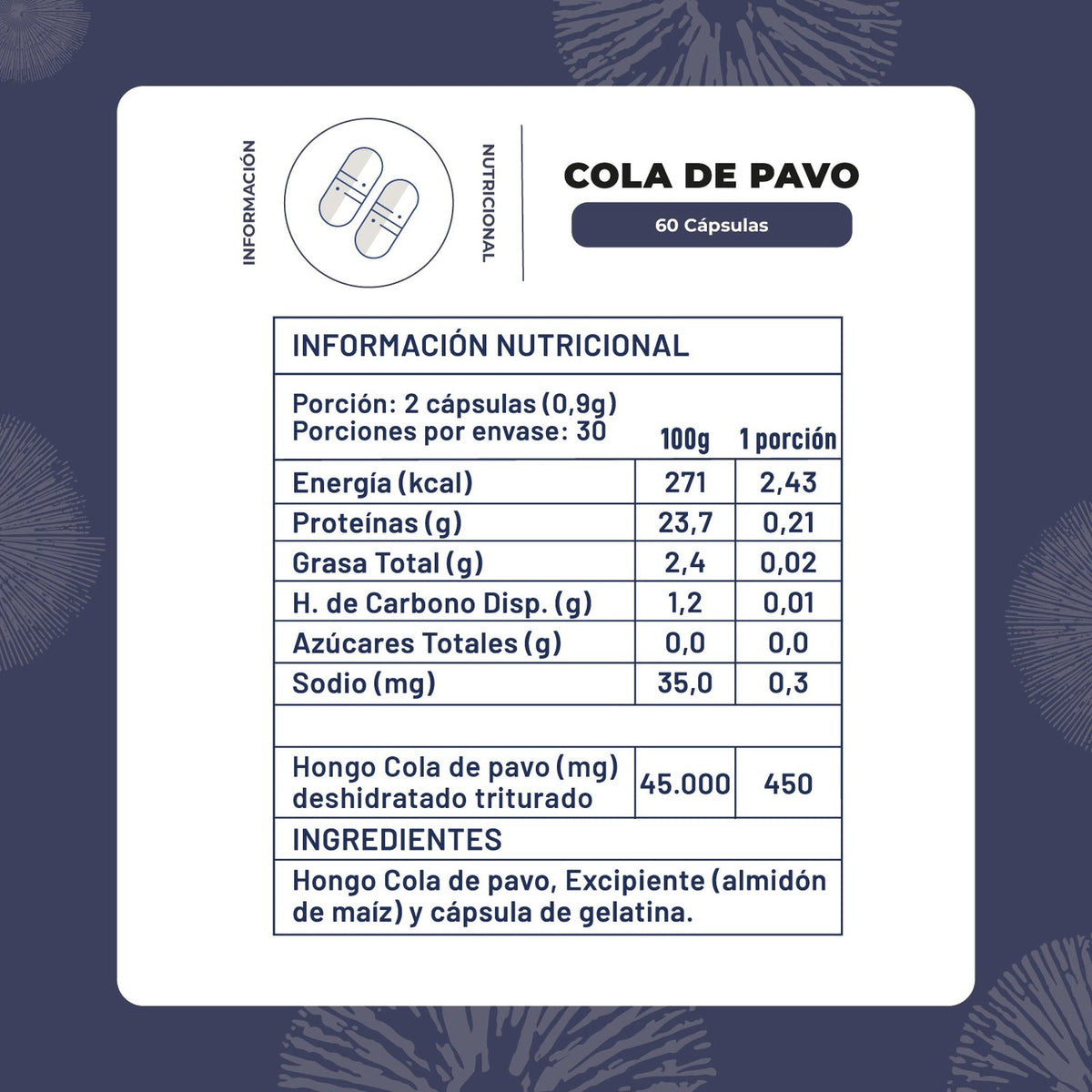 Hongo Cola de Pavo · 60 cápsulas