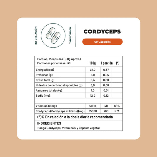 Hongo Cordyceps 60 Cápsulas - Energía Natural y Rendimiento Óptimo