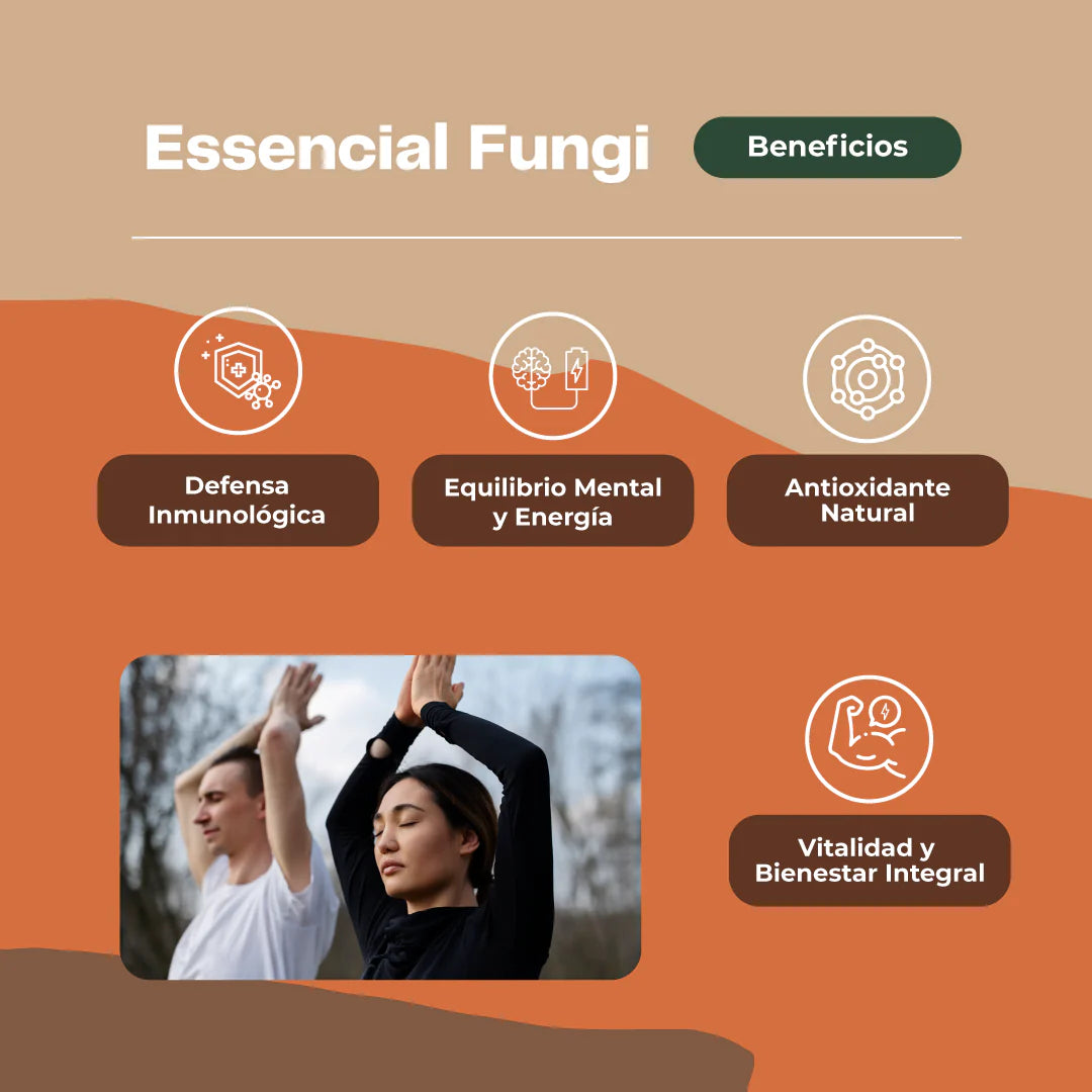Essencial Fungi 60 Cápsulas - Fórmula Completa de 5 Hongos Funcionales