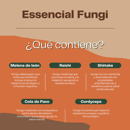 Essencial Fungi 60 Cápsulas - Fórmula Completa de 5 Hongos Funcionales
