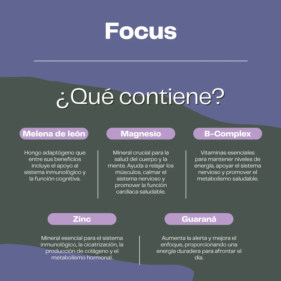 Focus con Melena de León - Suplemento Natural para la Mente y el Cuerpo