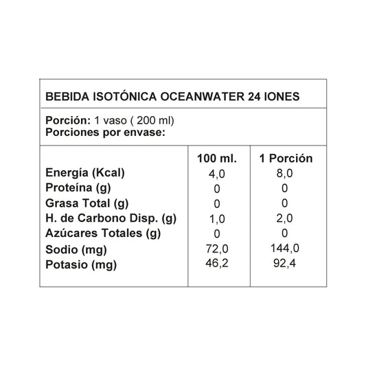 Bebida Isotonica Ocean Water con 24 Iones - Manzana 600 ml