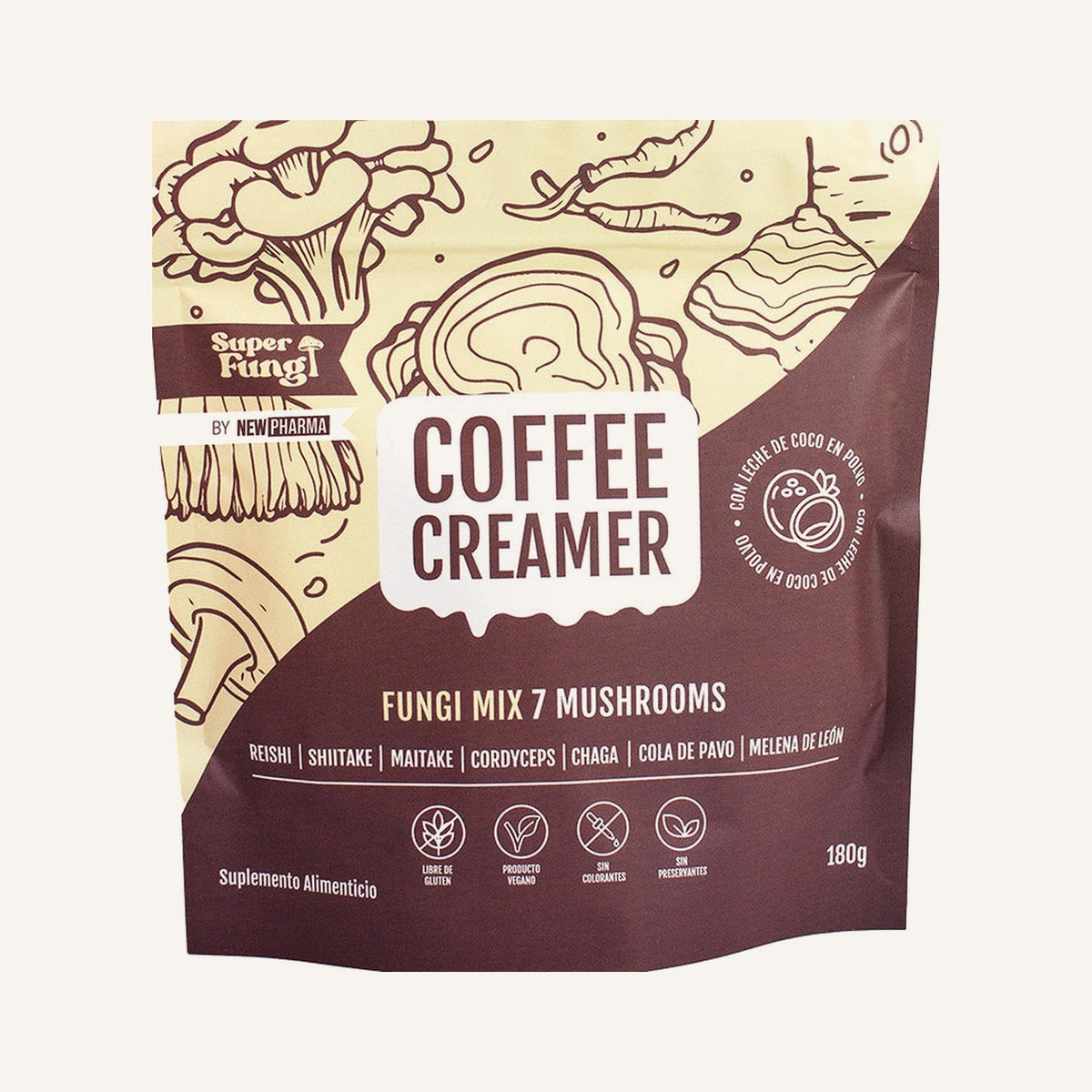 Coffee Creamer de 7 hongos con leche de coco + batidor de regalo