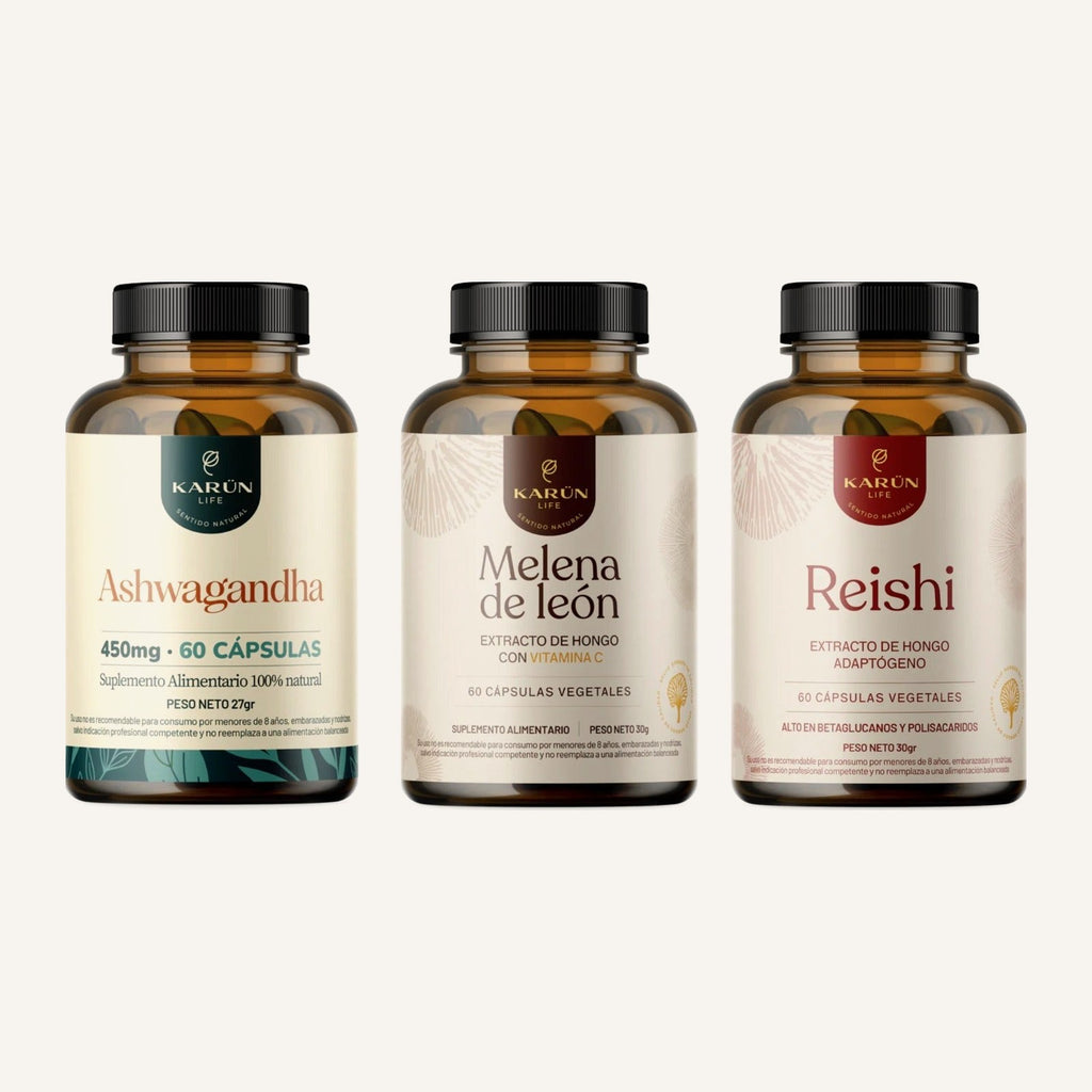 Triple Pack Equilibrio Total: Ashwagandha + Melena de León + Reishi