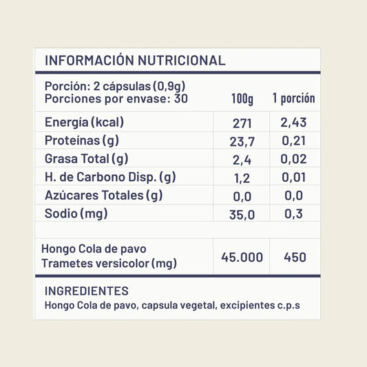 Hongo Cola de Pavo 60 Cápsulas - Calma Natural y Energía Equilibrada