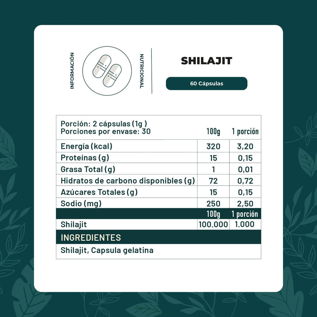 Shilajit 500 mg · 60 cápsulas
