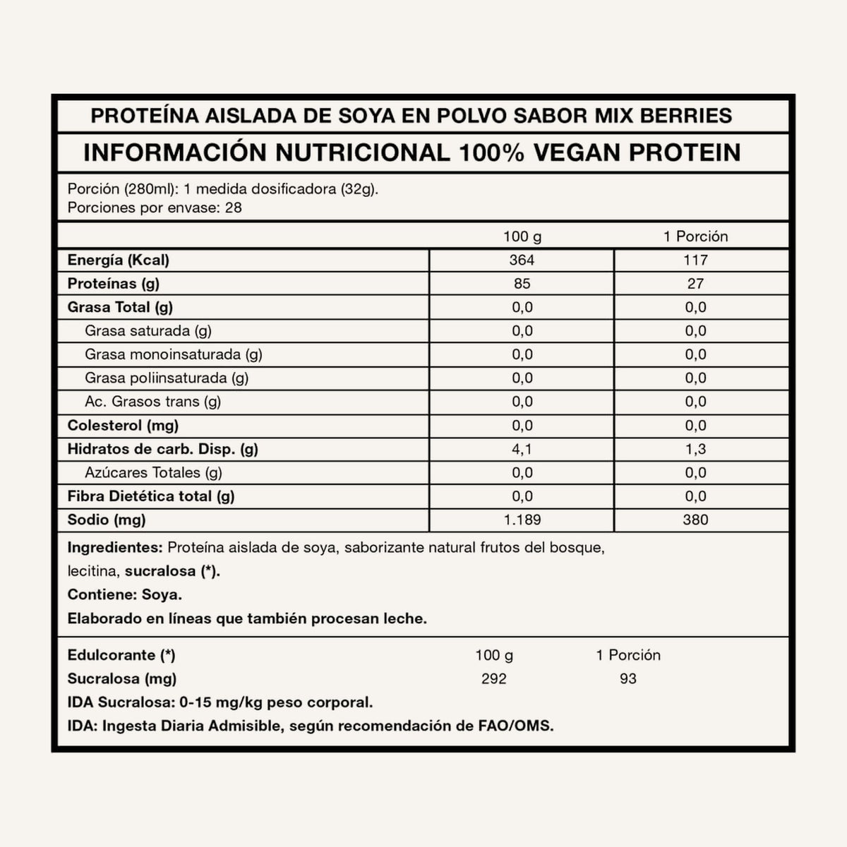 Vegan Protein Foodtech 907 g · Proteína de soya