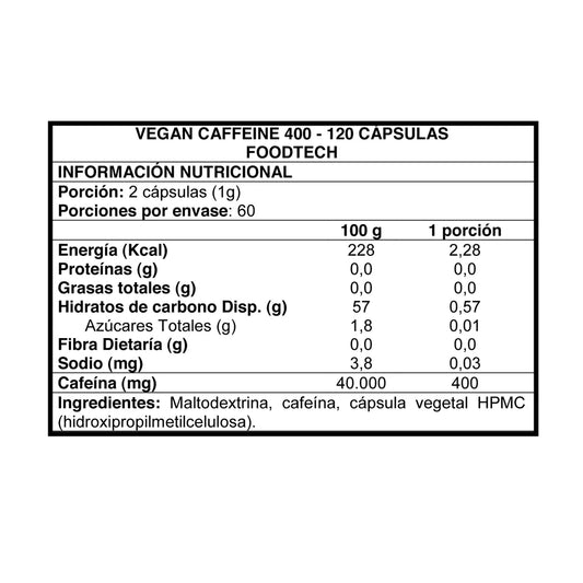 Vegan Caffeine 400 – Energia limpia y potente