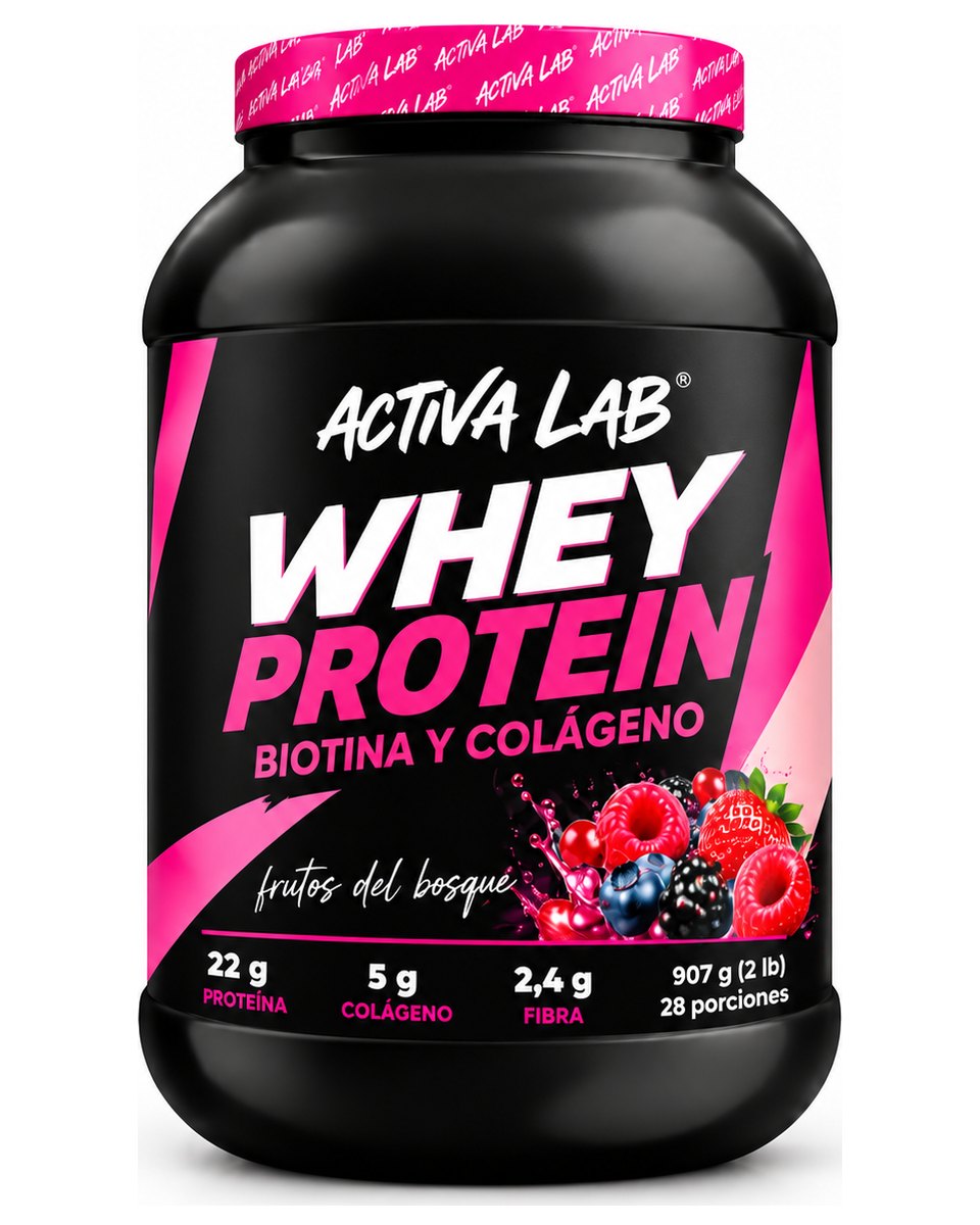 Whey Protein ActivaLab sabor frutos del bosque, con biotina y colágeno